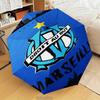 1PC Olympique Football Crest Printed Umbrella Folding umbrella, automatic umbrella 8-Frame for Travel, camping Fan gifts Christmas Gifts
