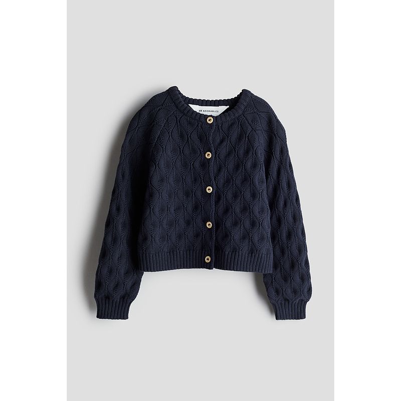 

HM Детская одежда Девочки Свитер Лето Круглый вырез Мягкий Вязаный кардиган в клетку 1231048 Navy blue 120/60(4-6Y)