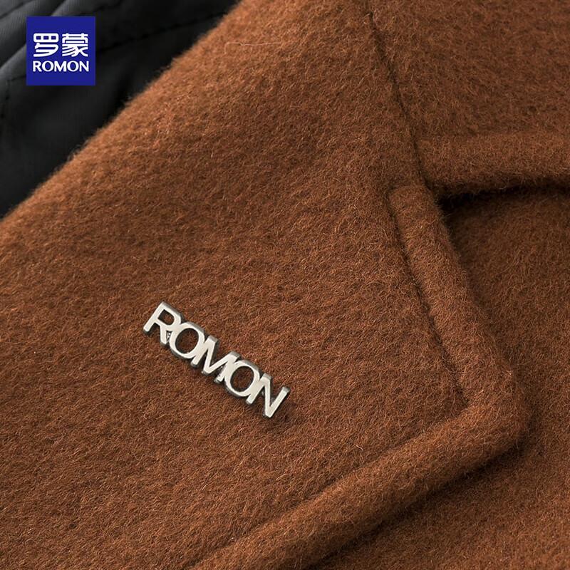 Romens Men's Wool Blend Thickened Mid-Length Winter Coat
