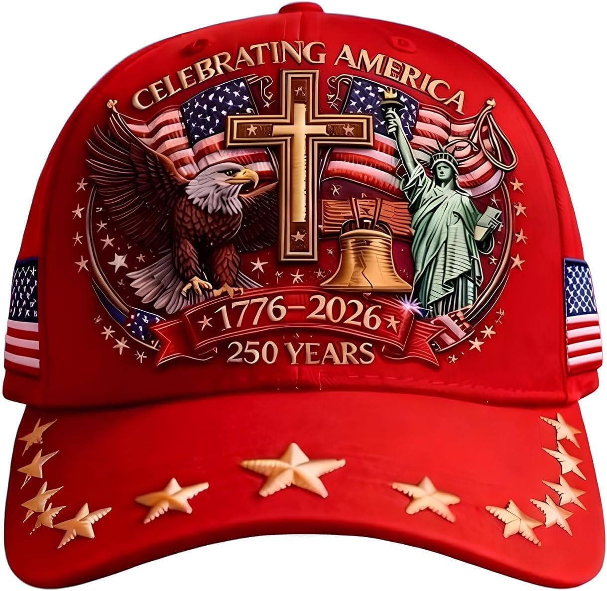

Graphic Printed Baseball Cap Embossed Heat Transfer Logo American Memorial Style Adjustable Snapback Hat Fashion Casual Outdoor Flat Printing Model червоний