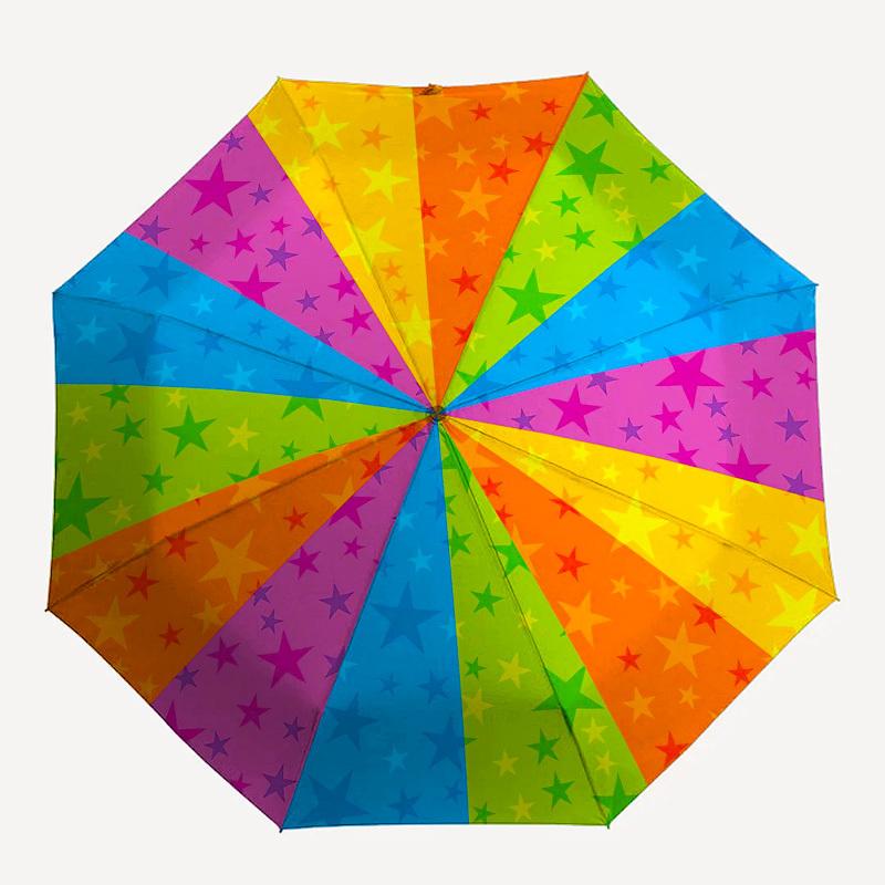 1pc Colorful Star Wheel Pattern Umbrella with Plastic Handle,Vibrant Cartoon Pattern,Multi-functional UmbrellaPT234
