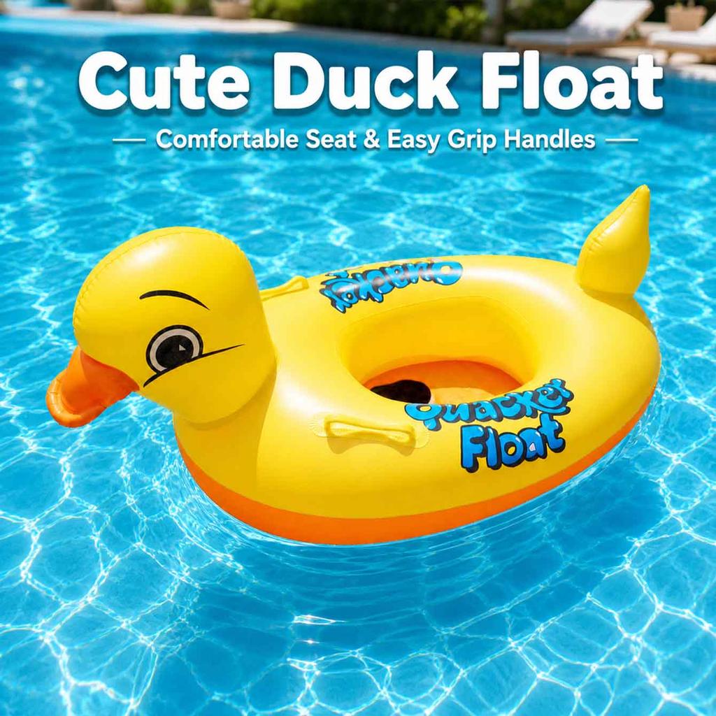 1PC Inflatable Duck Pool Float Seat With Handles PVC Swim Ring for Beach Pool Summer Water Fun