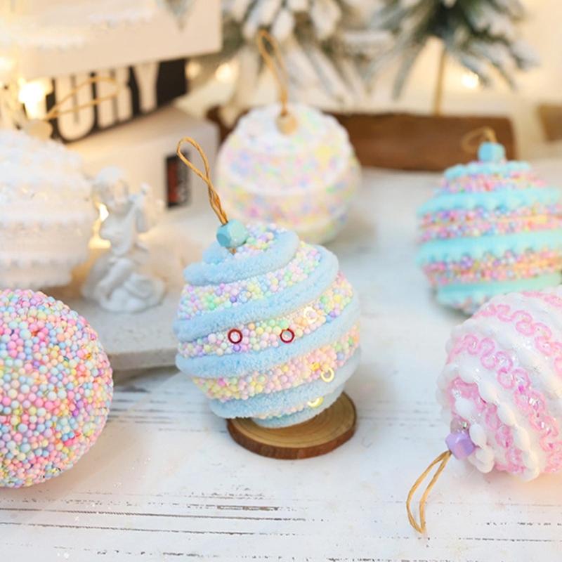 Packung mit 3 weichen Schaumstoffkugeln in Macaron-Farben, Schaumstoff-Weihnachtsbaumschmuck, tragbar und langlebig für Festival-Heimdekorationen