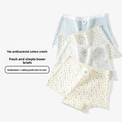 Damen Sommer Bedruckte Reine Baumwolle 10A Antibakterieller Baumwollzwickel Atmungsaktiver und Elastischer Hüftumschließender Slip
