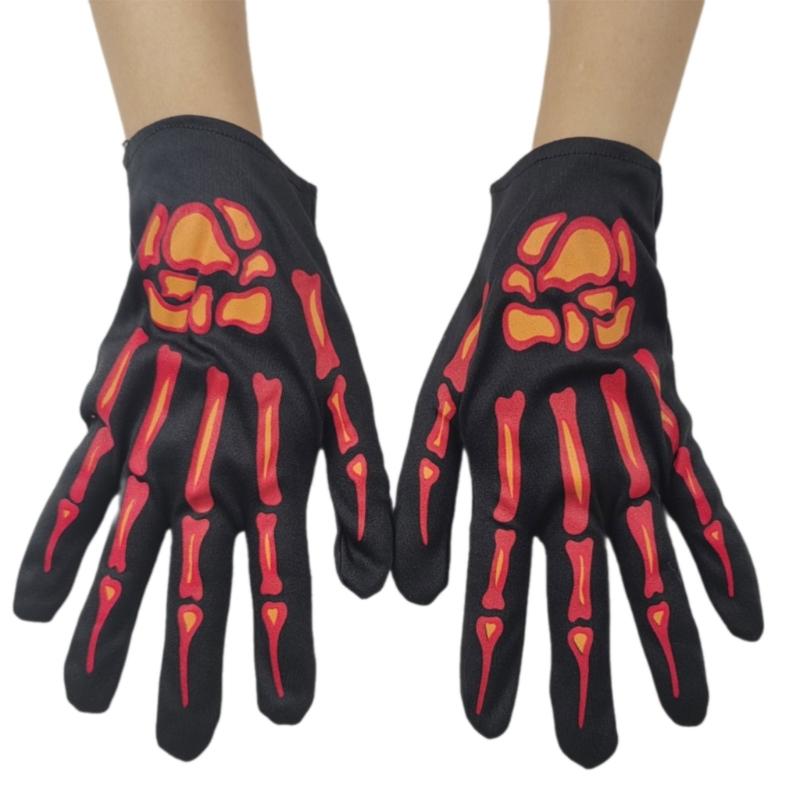 

Punk Skeleton Gloves Halloween Party Accessory Breathable Fabric Suitable for Gothic Costume Cosplay 1