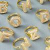 CZ Zircon Chunky Initial Letter Open Rings Women Stainless Steel Gold Plated Bubble A-Z Letter Finger Ring Hip Hop Jewelry Gift
