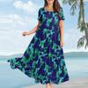 Women Casual Loose Bohemian Floral Dress Short Sleeve Long Maxi Summer Beach Swing Dress
