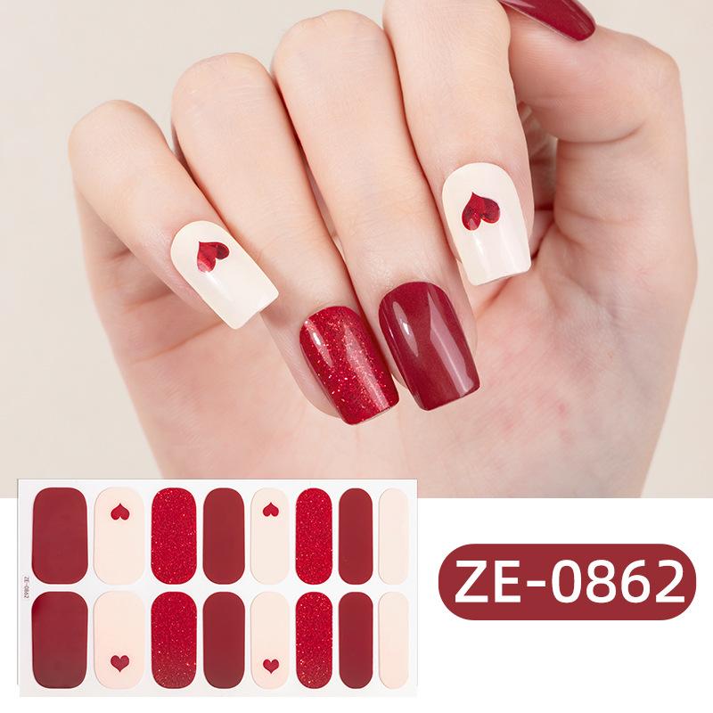 Uñas postizas de gel sin pegamento, impermeables, mate, con purpurina, estilo francés, para mujer.