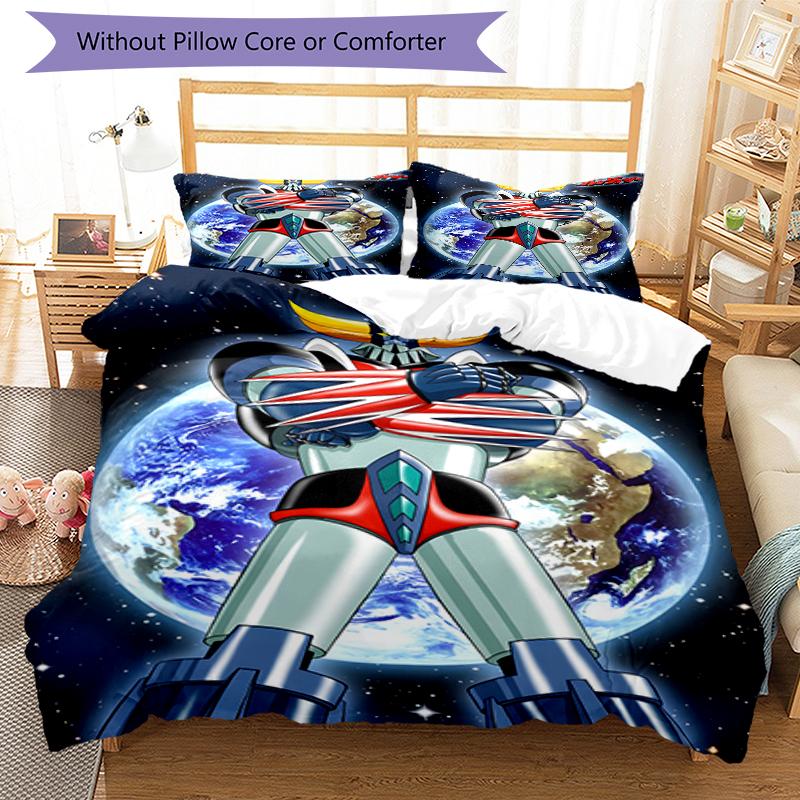 3pcs UFO Robot Grendizer7 Design Cover Set - HD Printed Bedding with 1 Cover and 2 Pillowcases - Perfect for Home and Dorm Decor