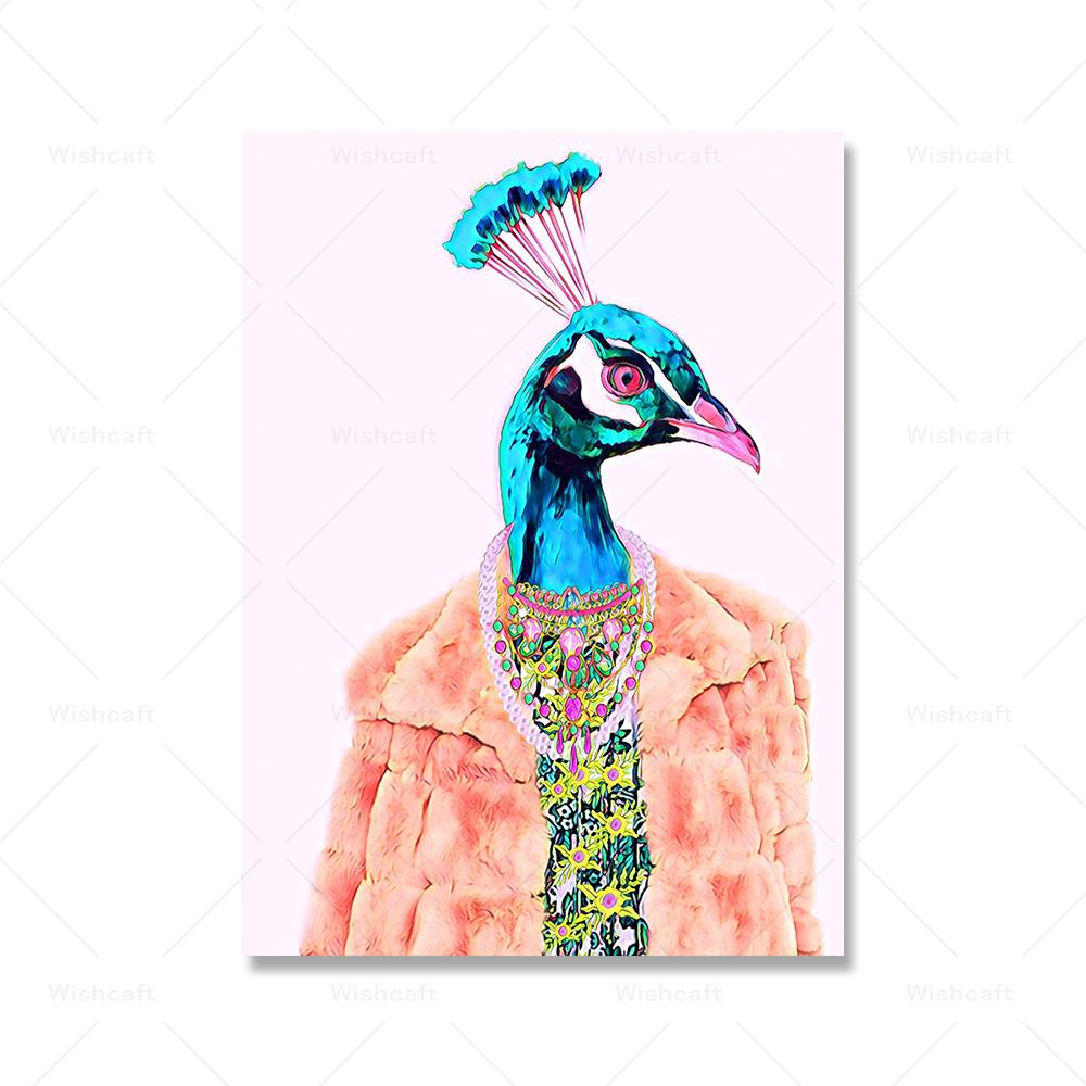 Koala Highland Cow Pauw Portrait Poster Gift Fun Fashion Alligator Deer Queen Rhino Print Animal Canvas Oil Painting Home Decor