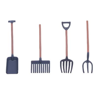 4 buc 1:12 Unelte de grădinărit în miniatură pentru casă de păpuși Lopată greblă Sape Model Fermă Decor Jucărie Accesorii pentru casă de păpuși