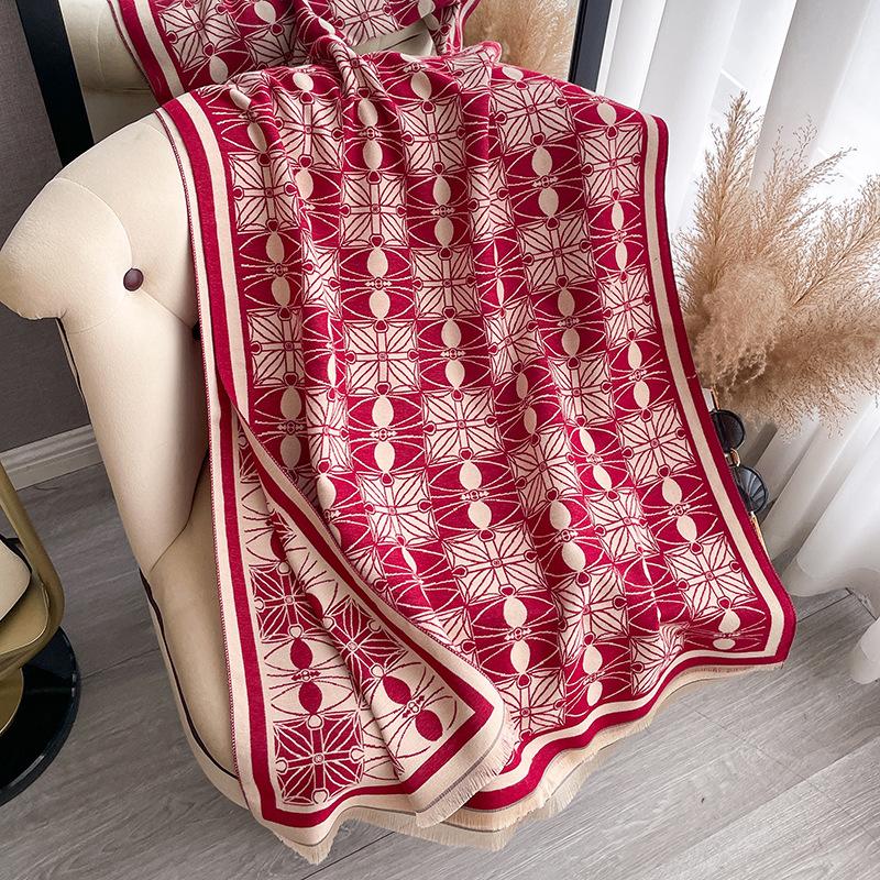 Korean Version Of Fashion Scarf Women'S Winter High-Grade Double-Sided Imitation Cashmere Thickened Warm And Cold Travel Shawl Cape