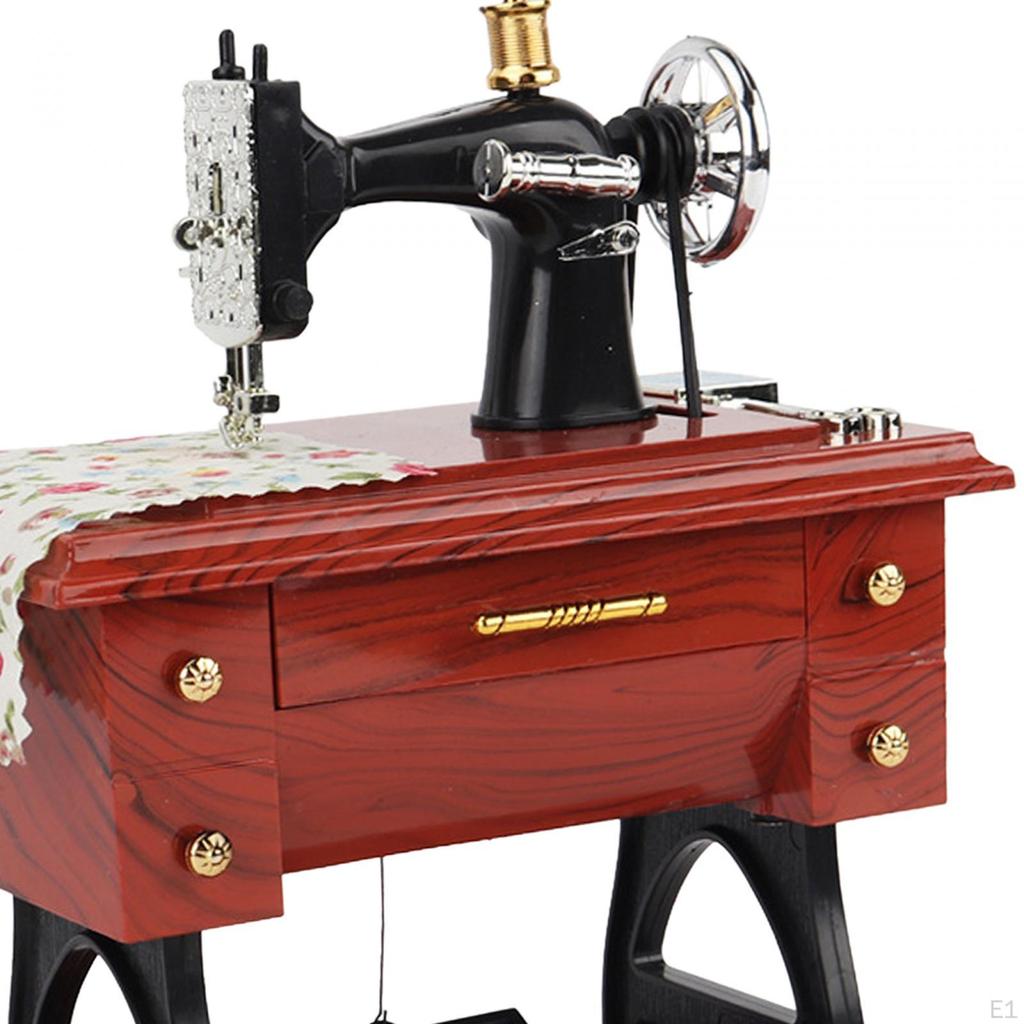 Wind Up Sewing Machine Music Box Ornament Chinese Retro styleVintage Musical Toy Mini Table Decor