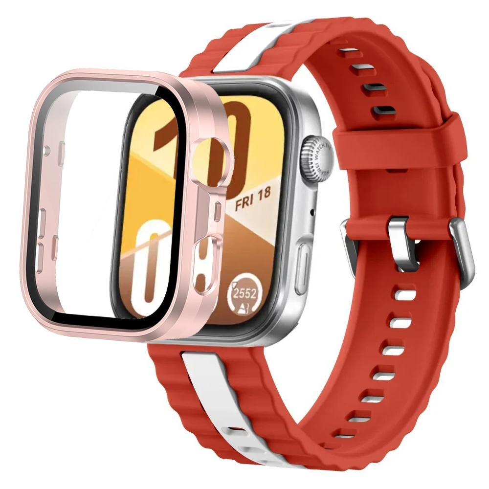 Silikonarmband+PC-Hülle für Huawei Watch Fit 4/Fit 4 Pro Intelligentes Armbandteile für Huawei Watch Fit 3 Uhr Schutzhülle