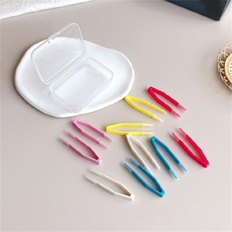 Pack Of 10 Colorful Lens Removing Tweezers with Container Box For Secure Contact Lenses Protections Everyday Travel Use
