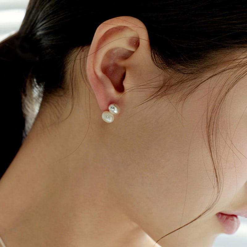 Murmur [925silver]Egg Pearl Stud Earrings