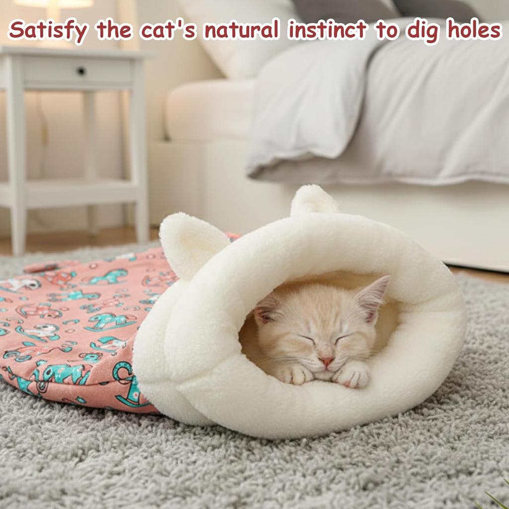 1 Pack Cozy Cat Sleeping Bag, Warm and Soft Cat Sack, Comfortable Pet Nest for Cats, Semi-Enclosed Design for Security and Warmth, Easy to Clean and
