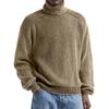 Mens Ribbed Knit Turtleneck Sweater Casual Washed Solid Color Loose Fit Pullover