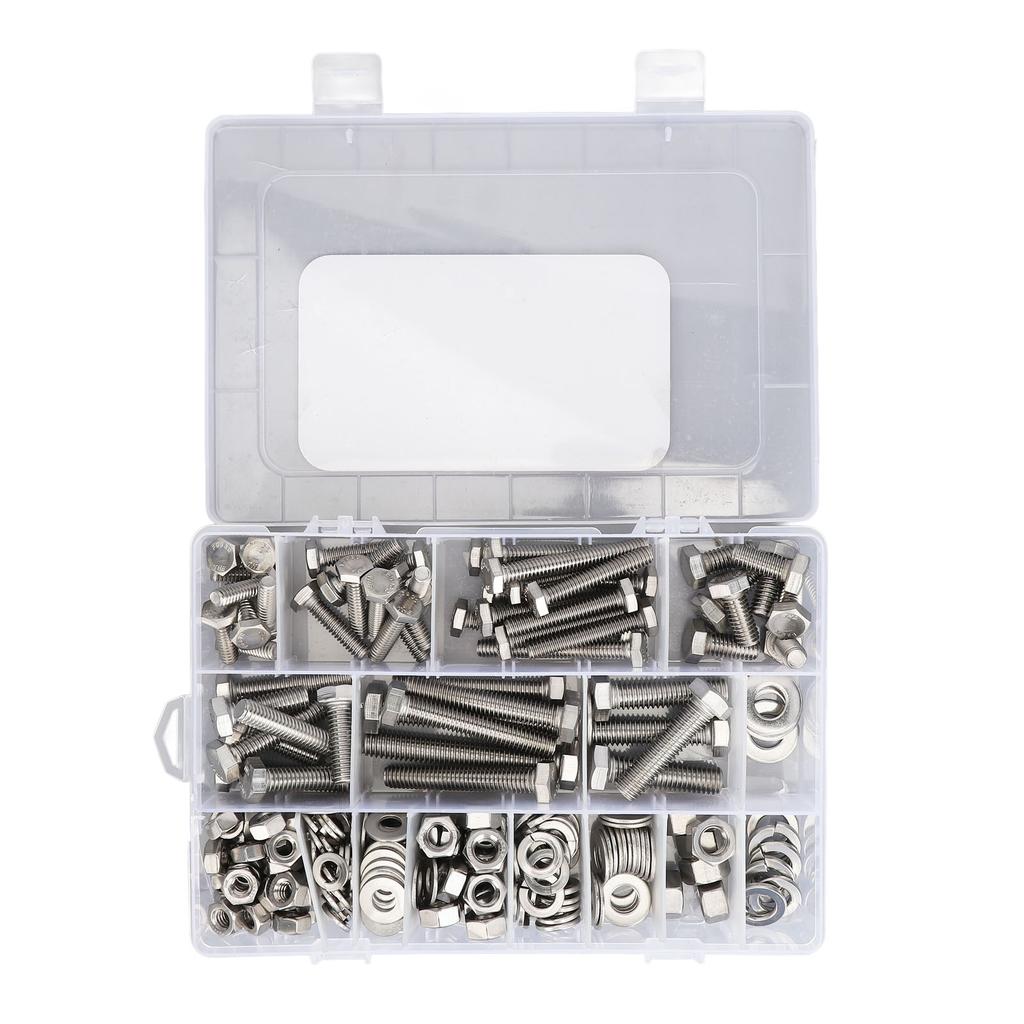 246 szt. śrub sześciokątnych ze stali nierdzewnej, nakrętek, podkładek, zestaw asortymentowy do urządzeń gospodarstwa domowego