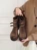 Vintage Polished Autumn Belt Buckle Western Cowboy Boots Slim Short Boots Women's Maillard Martin Boots Locomotive Boots