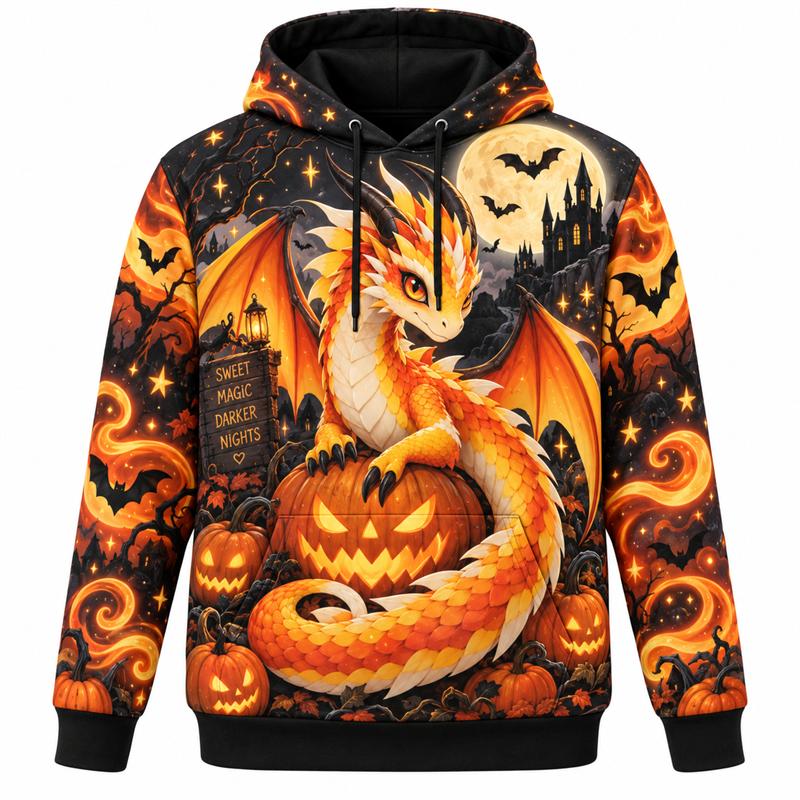 Unisex Halloween Hoodie 2026 Spooky Graphic Pullover Dark Gothic Fantasy Pumpkin Dragon Skeleton Witch Cat Retro Street Fashion Unisex