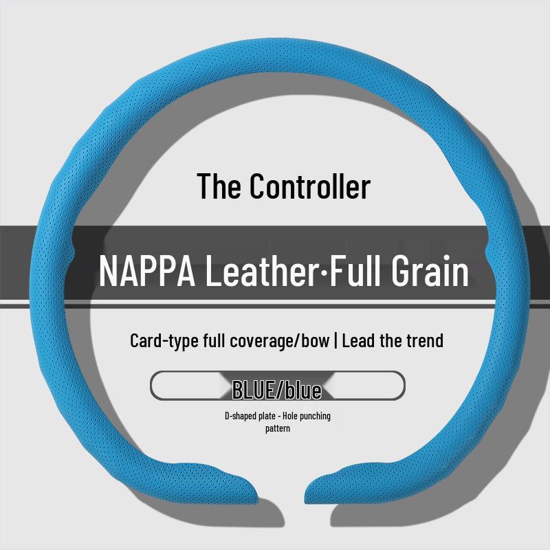 Premium Nappa Leather Steering Wheel Cover - Anti-Slip, Breathable, Ultra-Thin, All-Season