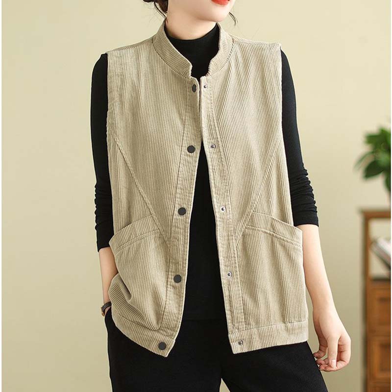 

Жилет для женщин Хлопковый Осенне-зимний Без рукавов Топы Жилет Однотонный Повседневный Жилет Оверсайз Утепленный Жилет M дубильная кора