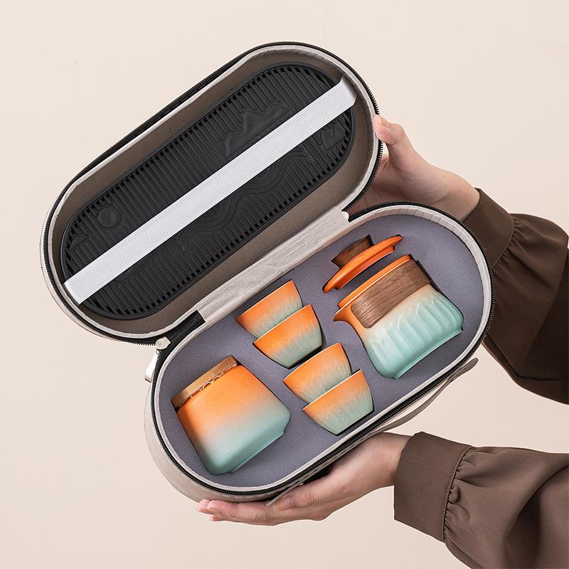 Retro Lotus Hand Grab Teapot Kuaike Cup Portable Travel Camping Tea Set Company Annual Meeting Commemorative Souvenir Gift