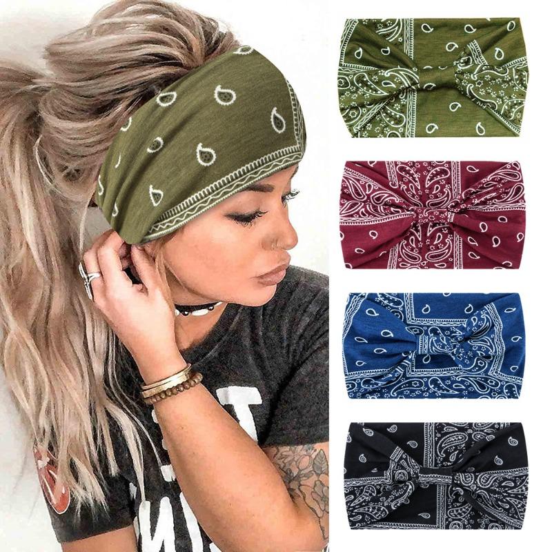 Bohemian Soft Twist Knotted Wide Edge Headband Women Sports Soft Yoga Turban Bandana HeadScarf Bandeau Femme Pour Cheveux