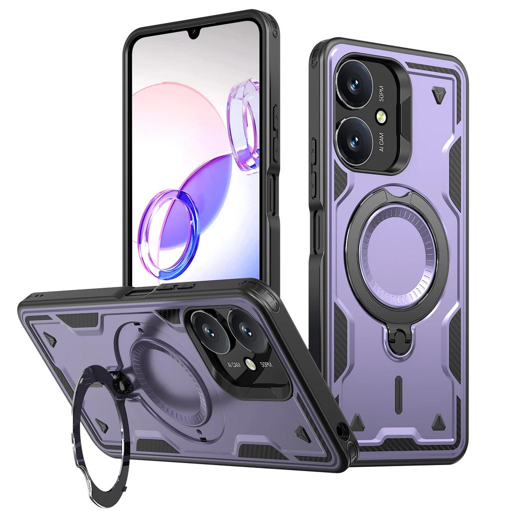 For Xiaomi Redmi 13C 12C 11A Poco C65 C55 4G Case Military Armor Shockproof 360° Rotating Ring Stand TPU Plastic Phone Cover