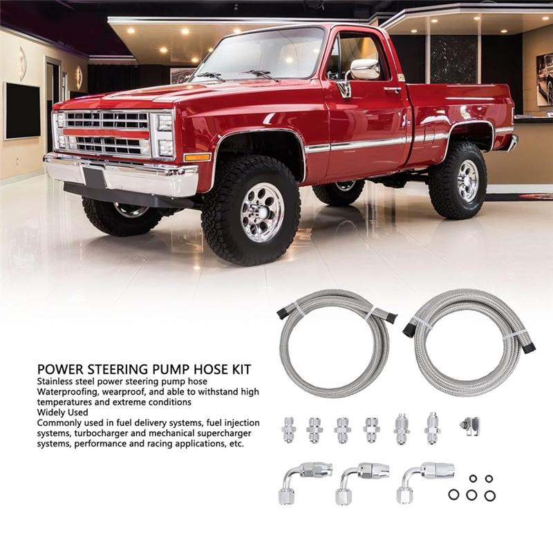 Car Accessories 6AN Hose Kit Connects GM Type II Power Steering Pump For Chevy C10 LS Swap