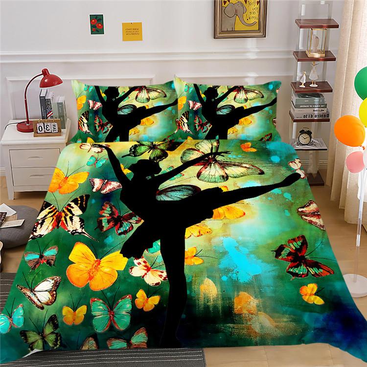 Shopify Polyester Bedding Two Three Piece Digital Printing Dance Silhouette