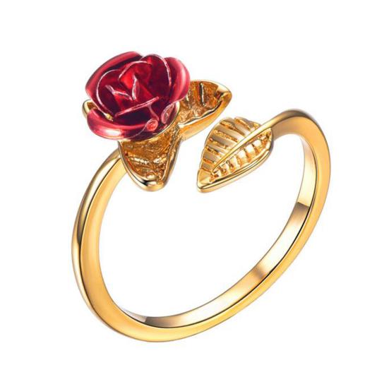 Kvinner Circlet Red Rose Åpningsblad Justerbar Kvinner Ring for Valentinsdag