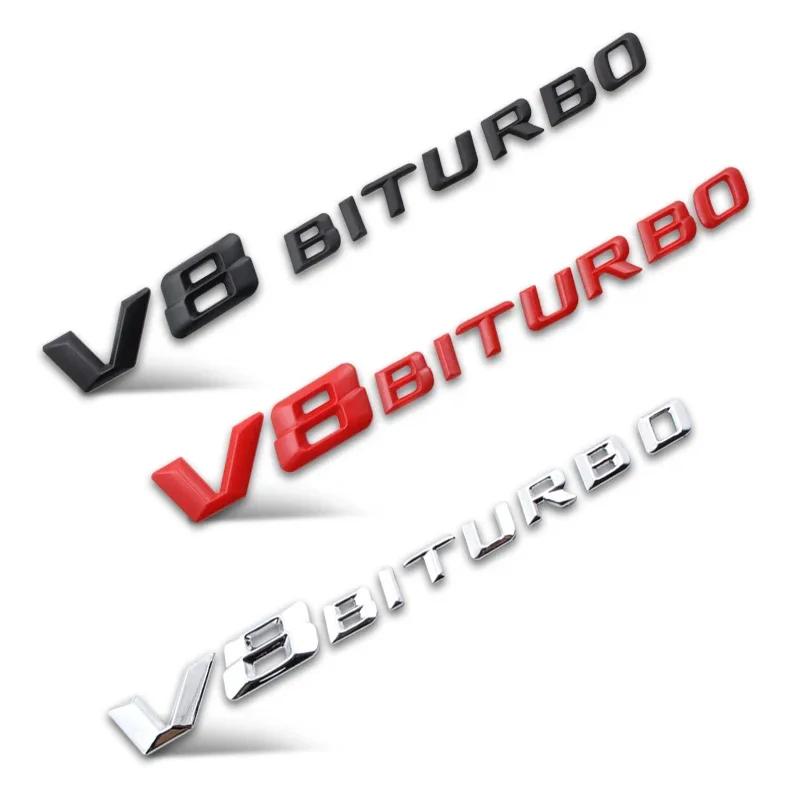 bivfzz1 2025 W124 W210 1pcs For Mercedes benz A B R G Class GLK GLA C200 E200 C200L S500 S600 Car Door sticker V8 BITUBRO badge Emblem b