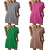 Europe Style Short Sleeve Dress With Pockets And Distressed Effect For Casual Summer Wear