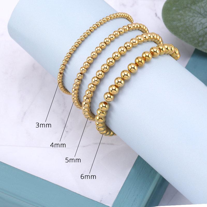 Original Gold Color Metal Spacer Beads 304 Stainless Steel Smooth Round Loose Beads