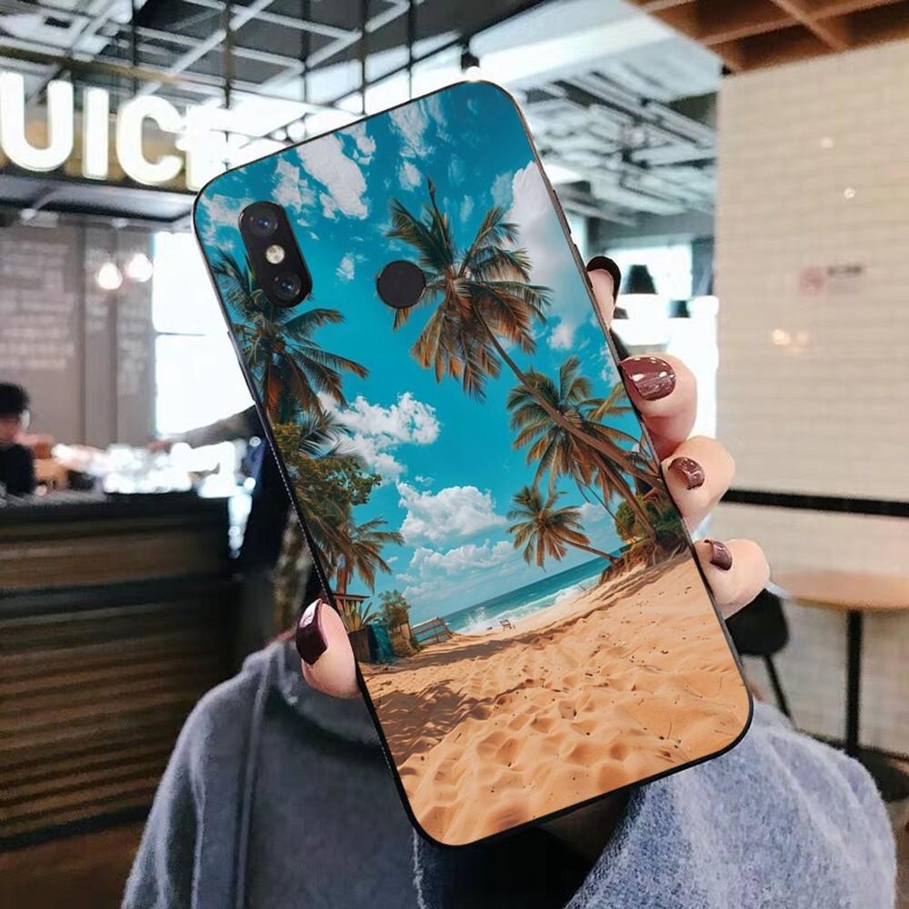 Sea Tropical Palm Trees Beach Phone Case For Xiaomi Mi 5X 8 9 10 11 12 Lite Pro 10T PocoX3pro PocoM3 Note 10 Pro Lite