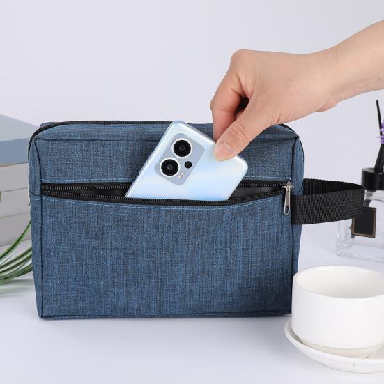 Portable Toiletry Bag Oxford Fabric Makeup Bag with Side Handle Large Capacity Cosmetic Pouch for Weekender Travel Business Trip