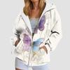 Damen Kapuzenpullover mit Schmetterlings-Grafik Herbst Reißverschluss Langarm Lockere Jacken Mäntel Streetwear Harajuku Lässige Kapuzenpullover