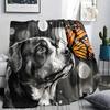 1PC Watercolor Pet Art Print Flannel Blanket, High quality All Seasons, Home Decor, Warmth and Comfort, Perfect for Christmas Gifts