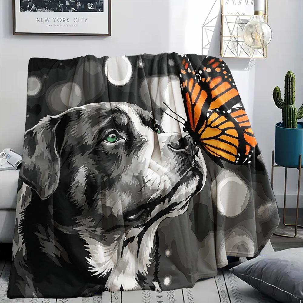 1PC Watercolor Pet Art Print Flannel Blanket, High quality All Seasons, Home Decor, Warmth and Comfort, Perfect for Christmas Gifts