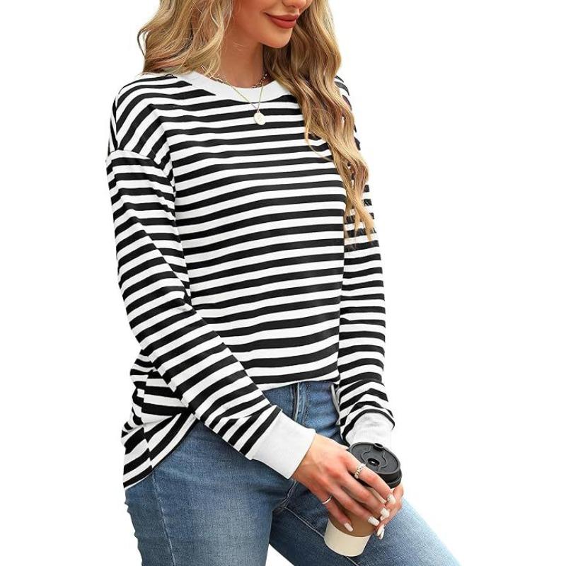 IHUASU Women's Fashion Casual O-Neck Long Sleeve Blouses & Shirts