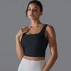 New Naked One Piece Fixed Cup Yoga Clothing For Women, Sleeveless Short Sports Underwear, Wide Shoulder Strap Yoga Tank Top