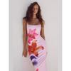 European and American style 2026 summer women's new sexy suspender flower print slim dress