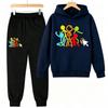 Creative Character Actions Print Kids Pullovers Pants 2-piece Set Street Casual Fashion Hoodies Vintage Boy's Girl Clothes