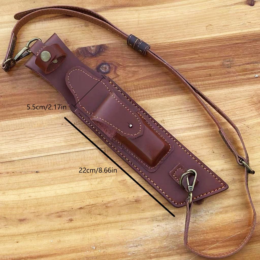 Portable Straight Knife PU Leather Sheath Cover for Fixed Knife Outdoor Storage Bag Knife Holster with Crossbody Strap