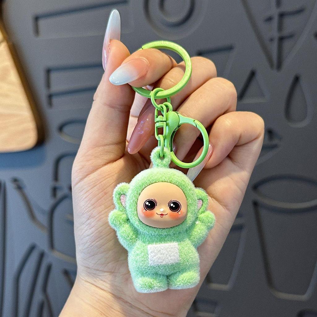 Flocking Baby Cartoon Antenna Keychain DIY Pendant Gift with Book Packaging