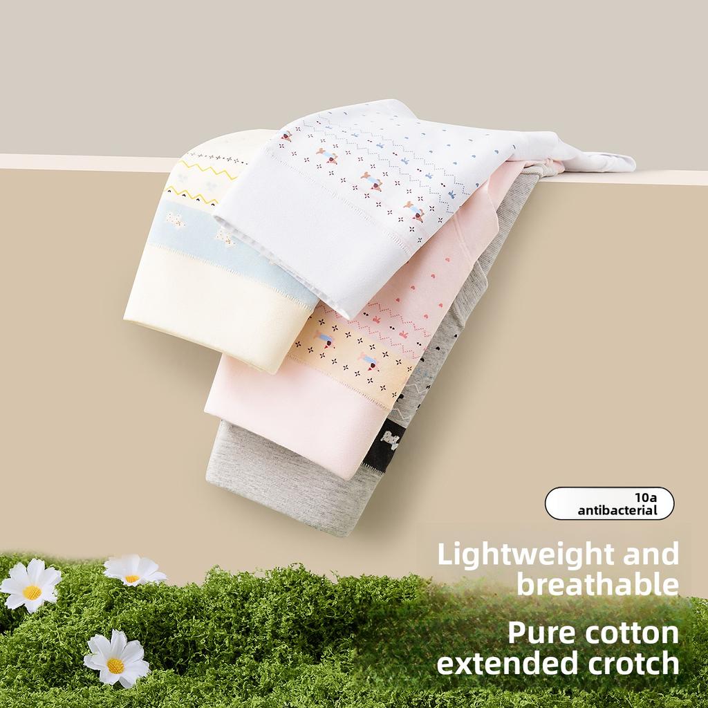 Ladies Spring and Summer Lovely Pure Cotton 10A Antibacterial Extension Crotch Soft Breathable Flat Angle Briefs