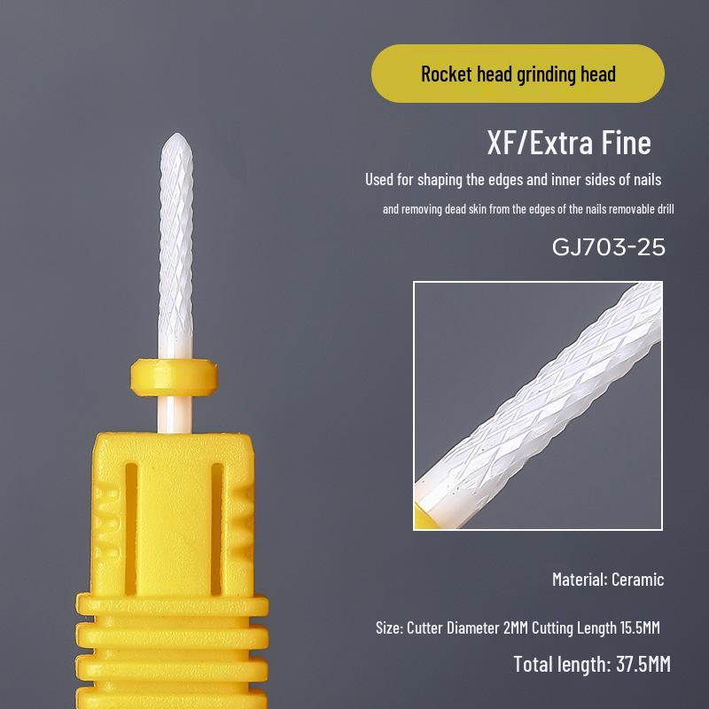 Ceramic Nail Art Grinding Head for Nail and Dead Skin Removal - Non-Heating Replacement Drill Bit.
