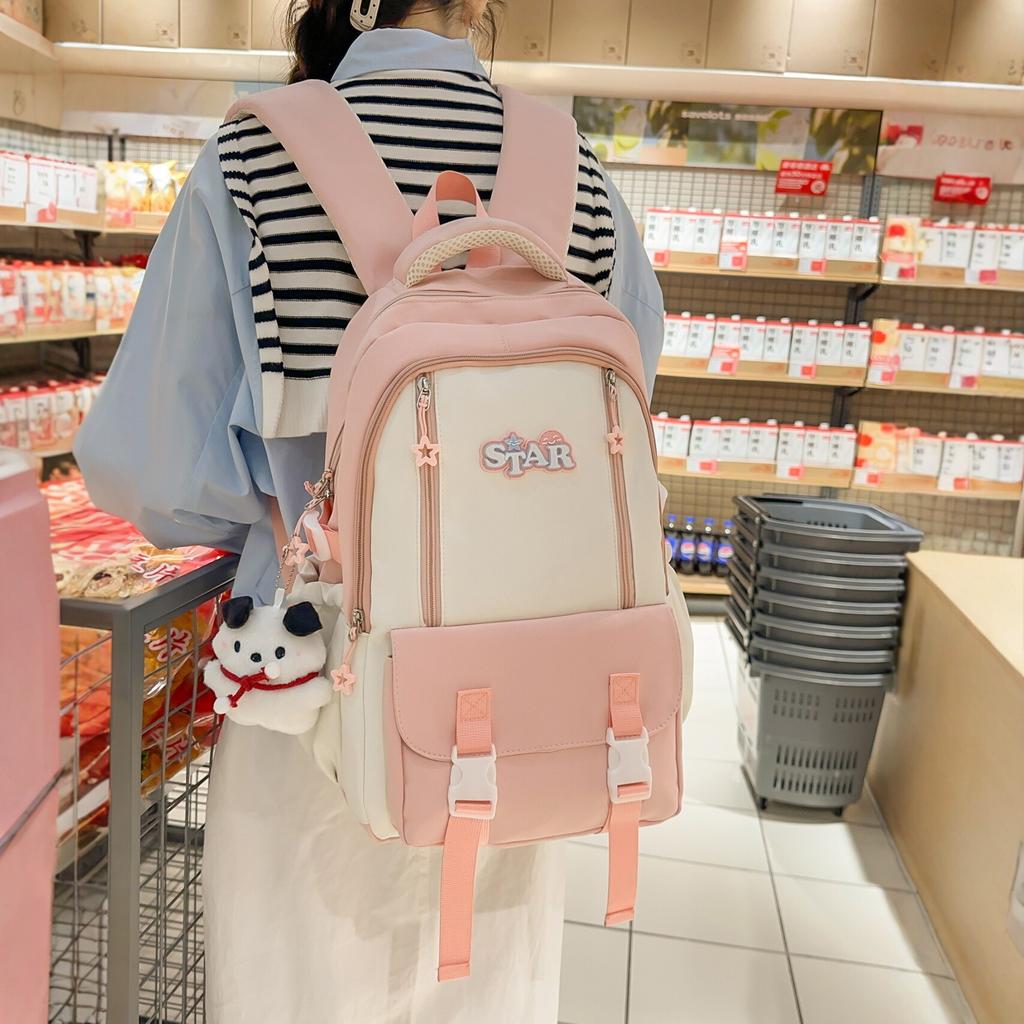 Schoolbag Cute Small Fresh Large Capacity Student Bag Female Splicing High Value Simple Backpack Fashionable Versatile Backpack